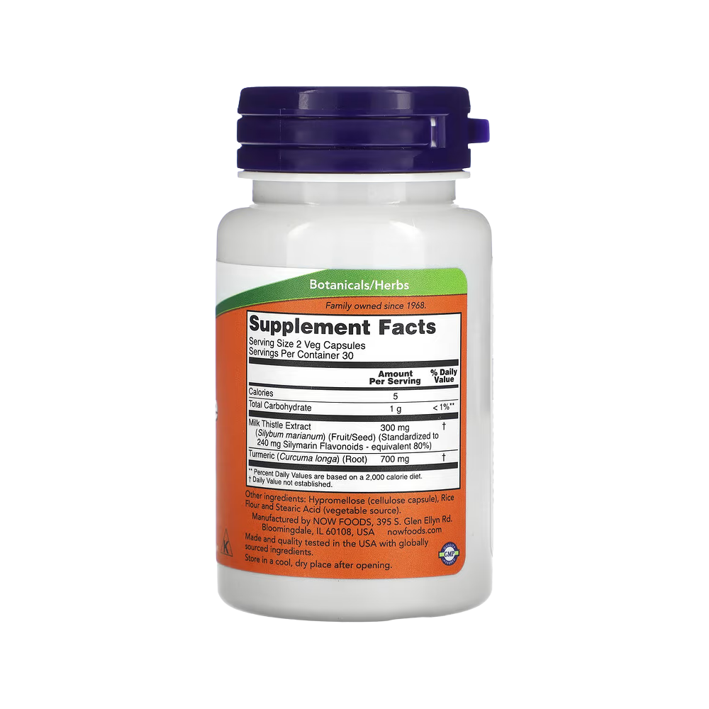 NOW Foods, Milk Thistle Extract with Turmeric, 60 Veg Capsules