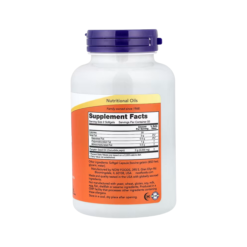 NOW Foods, Pumpkin Seed Oil (1g per Softgel), 100 Softgels