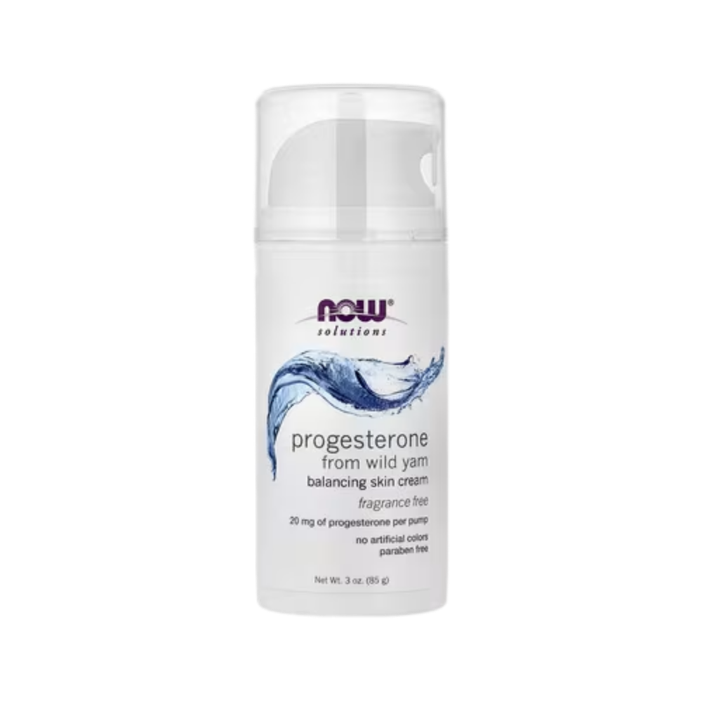 NOW Foods, Solutions, Progesterone from Wild Yam, Balancing Skin Cream, Fragrance Free, 3 oz (85 g)