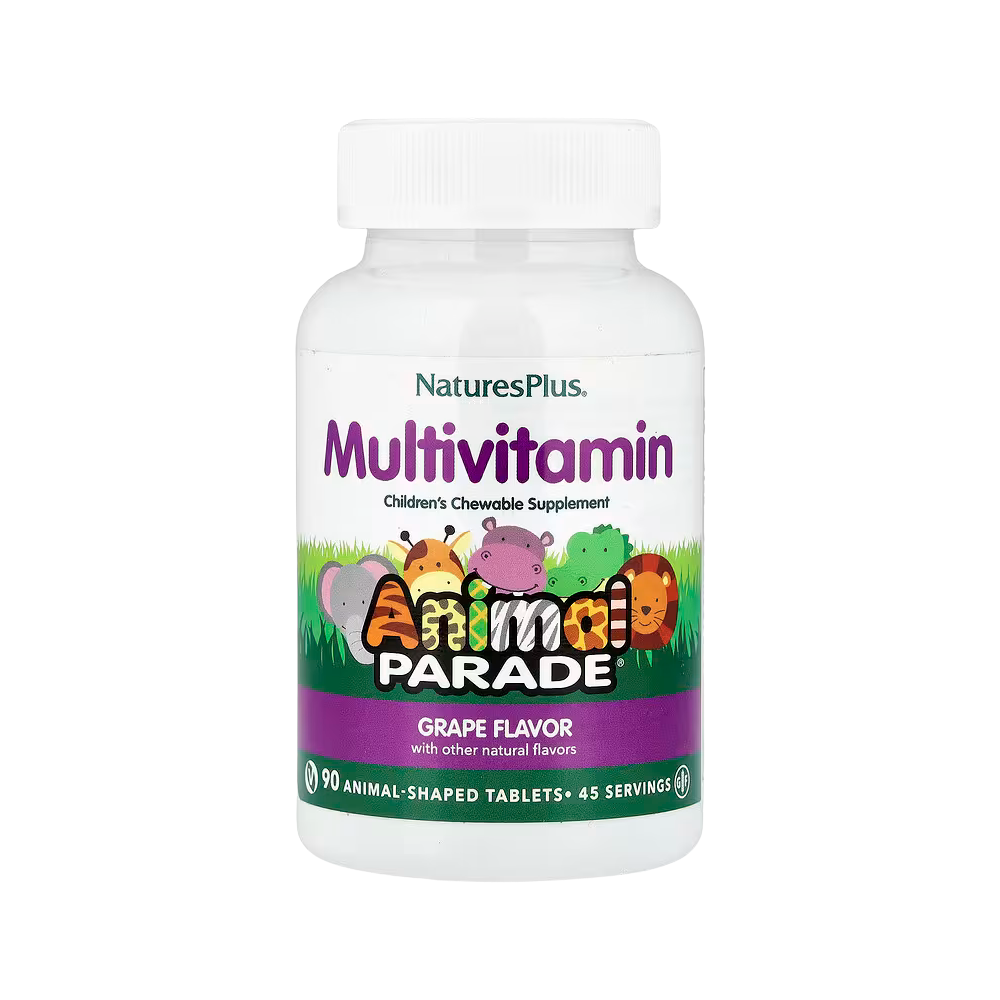 NaturesPlus, Animal Parade, Children's Chewable Multivitamin Supplement, Grape, 90 Animal-Shaped Tablets
