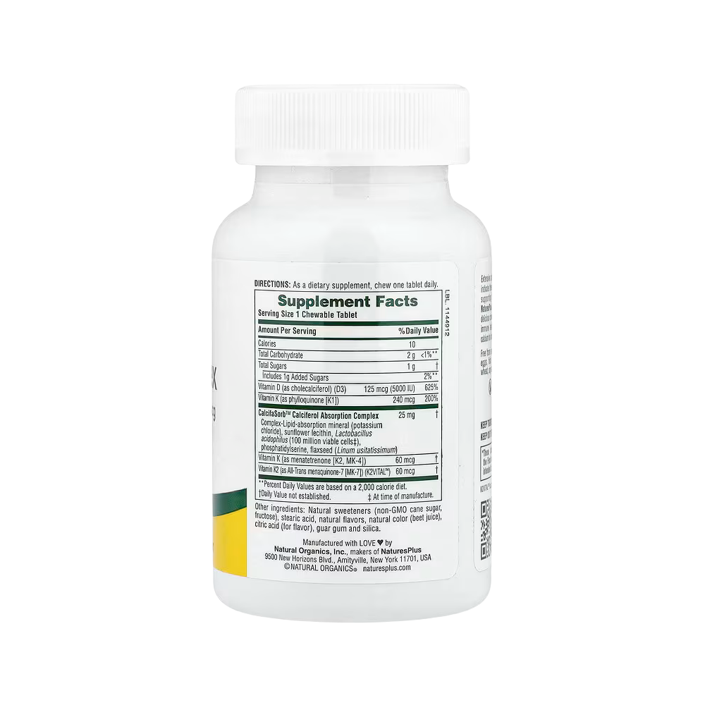 NaturesPlus, Chewable D & K Complex, Mixed Berry, 60 Tablets