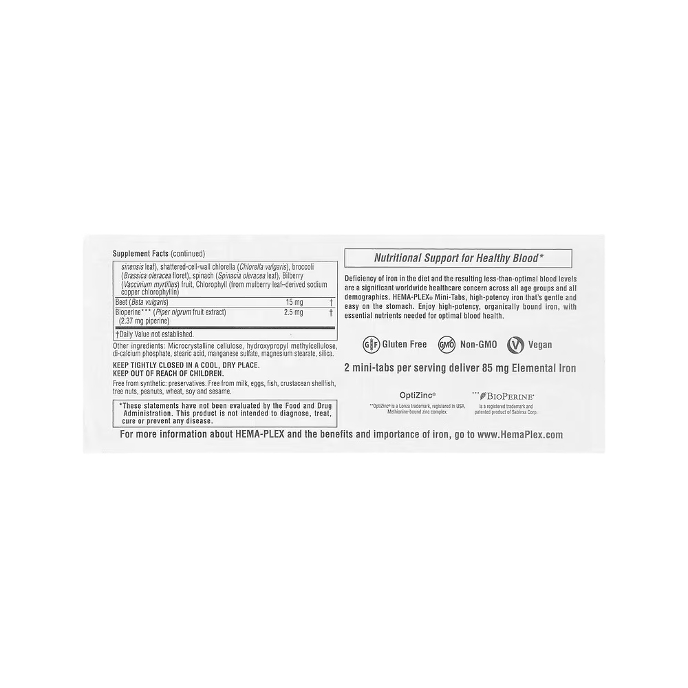 NaturesPlus, Hema-Plex, Iron with Essential Nutrients, 60 Slow Release Mini Tabs