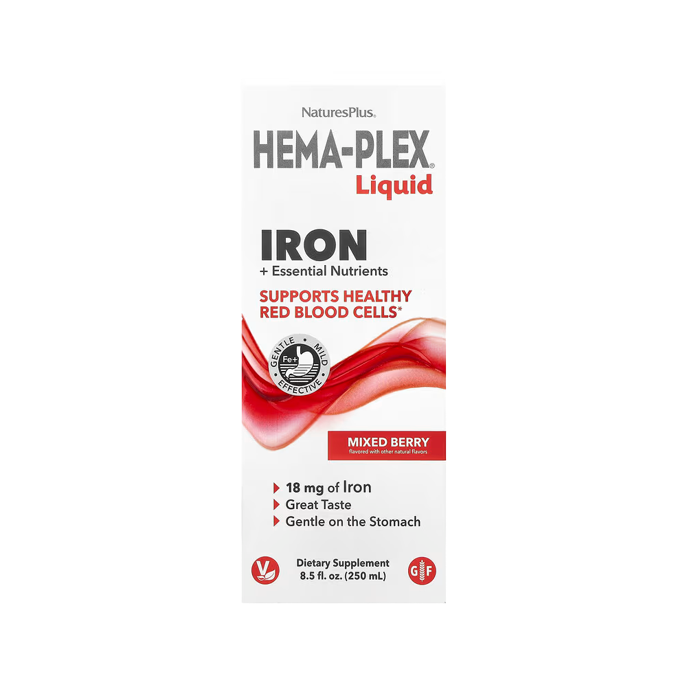 NaturesPlus, Hema-Plex® Liquid, Iron + Essential Nutrients, Mixed Berry, 8.5 fl oz (250 ml)