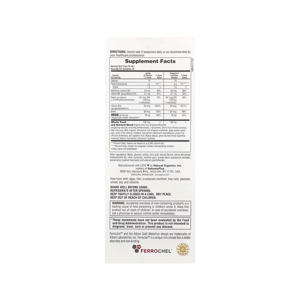 NaturesPlus, Hema-Plex® Liquid, Iron + Essential Nutrients, Mixed Berry, 8.5 fl oz (250 ml)