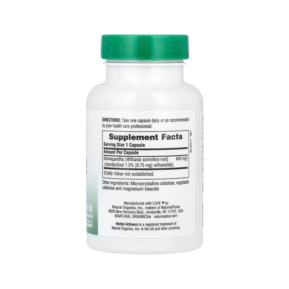 NaturesPlus, Herbal Actives, Ashwagandha 450mg, 60 Capsules