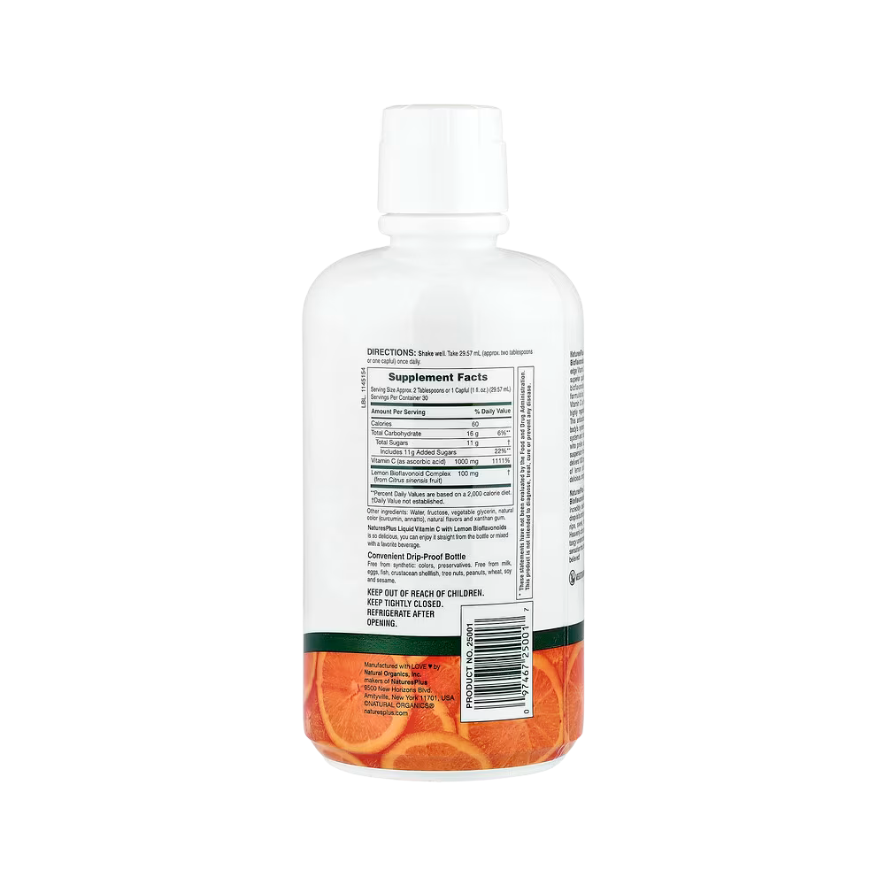 NaturesPlus, Liquid Vitamin C With Lemon Bioflavonoids, Natural Orange, 30 fl oz (887.10 ml)