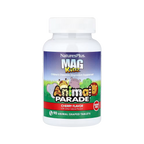 NaturesPlus, MagKidz, Animal Parade, Children's Chewable Magnesium, Cherry, 90 Animal-Shaped Tablets (50 mg per Tablet)