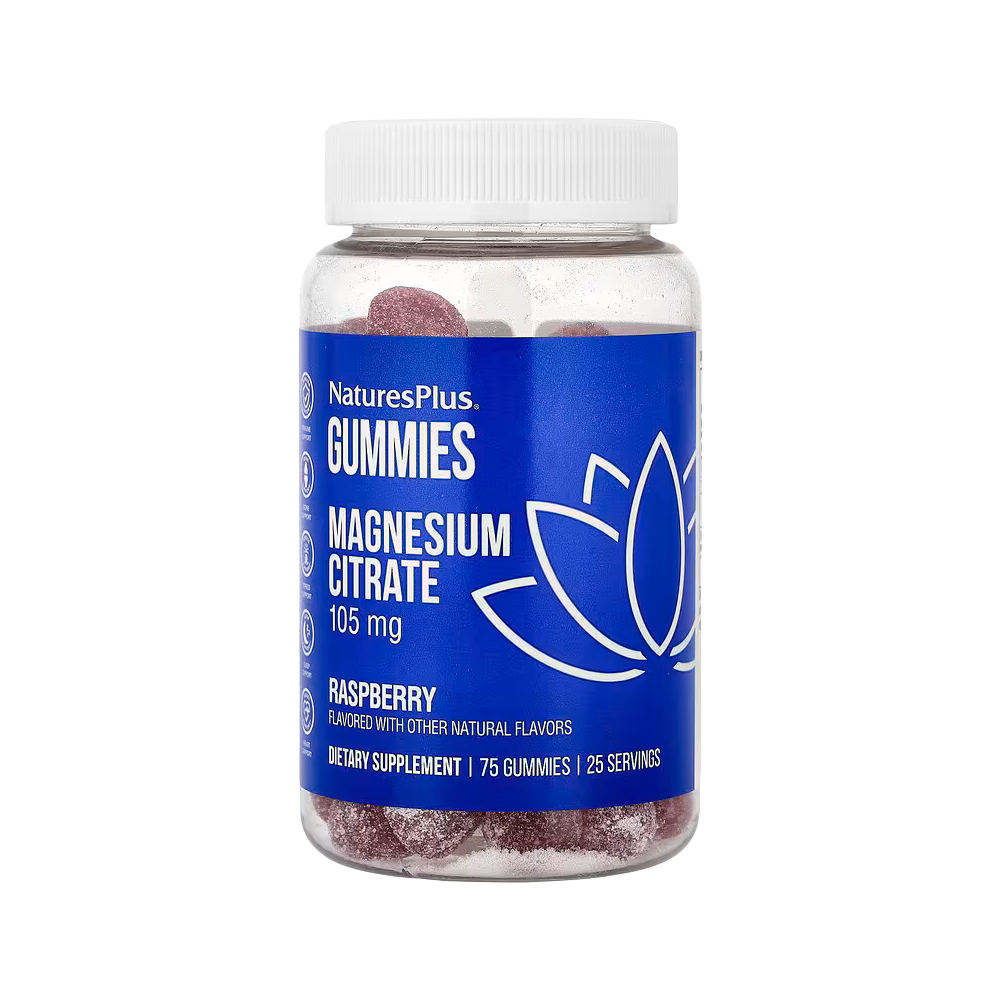 NaturesPlus, Magnesium Citrate Gummies (35mg Per Gummy), Raspberry, 75 Gummies