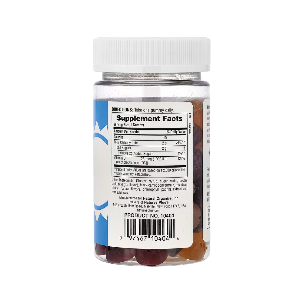 NaturesPlus, Vitamin D3 Gummies, Mixed Berry, 1,000 IU, 60 Gummies