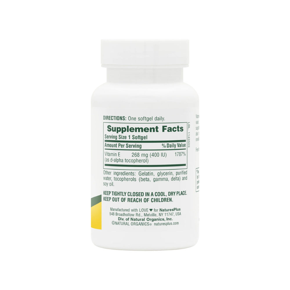 NaturesPlus, Vitamin E 400 IU Mixed Tocopherol Softgels, 60 Softgels