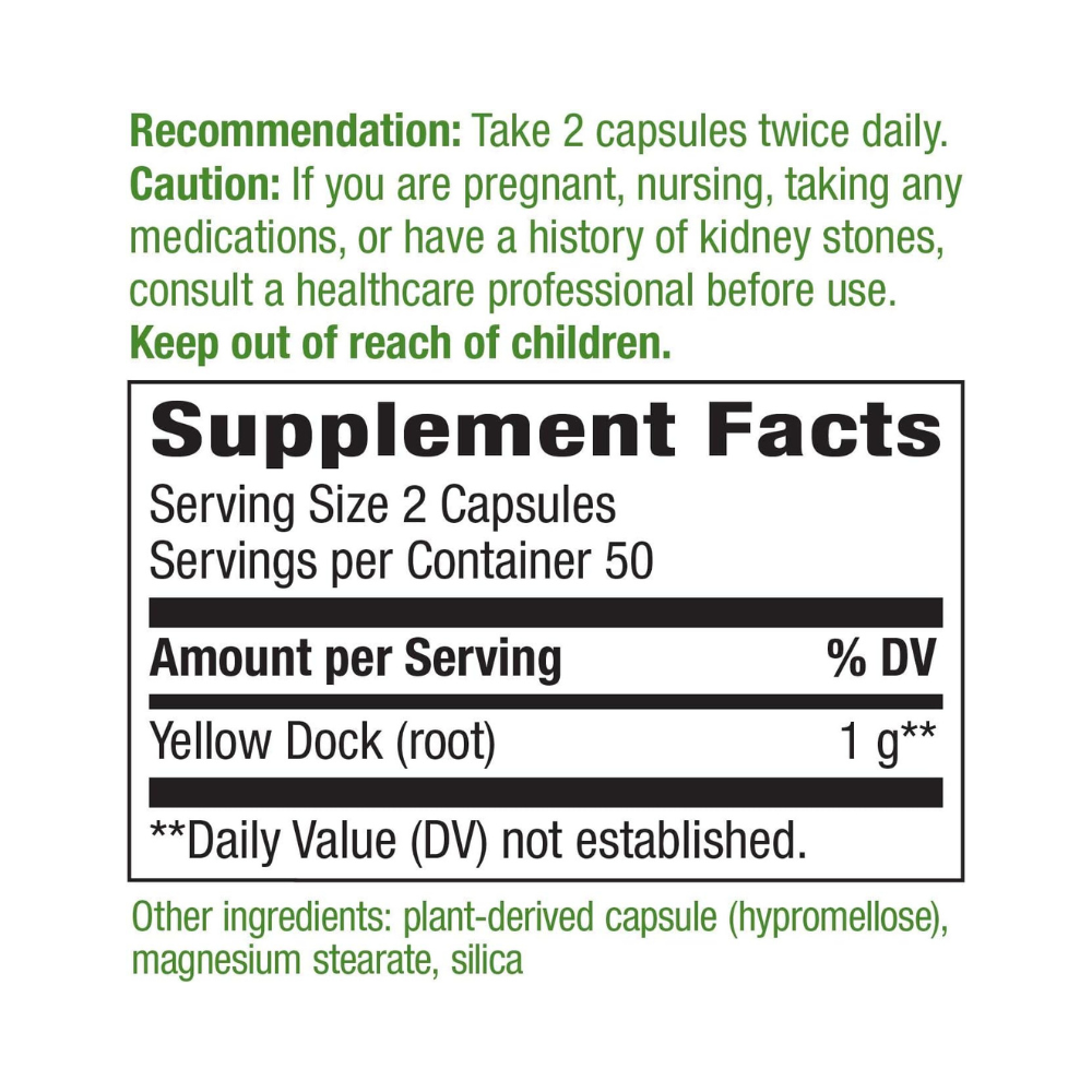 Nature's Way, Yellow Dock Root, 100 vegan capsules
