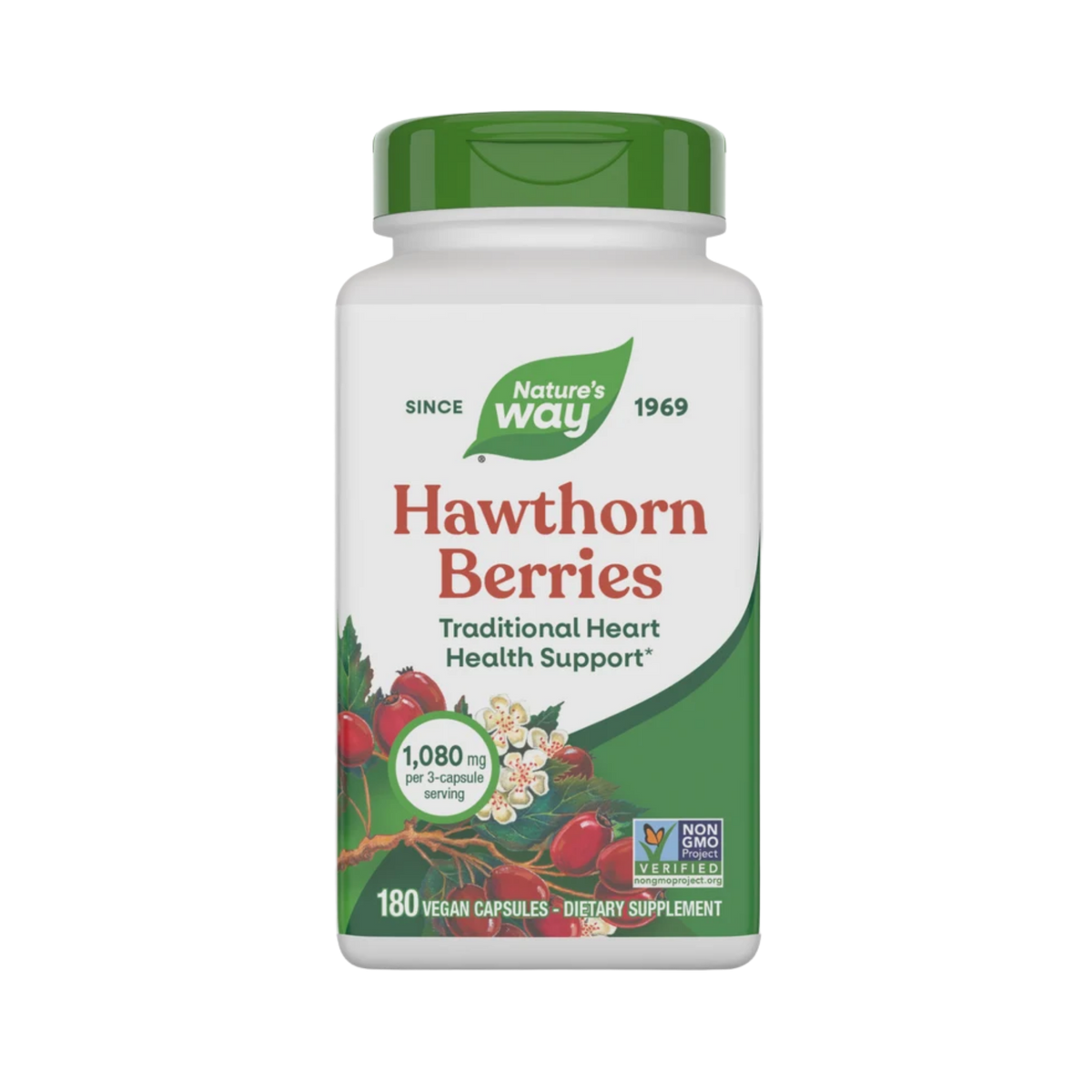 Nature’s way, Hawthorn Berries, 180 vegetarian capsules