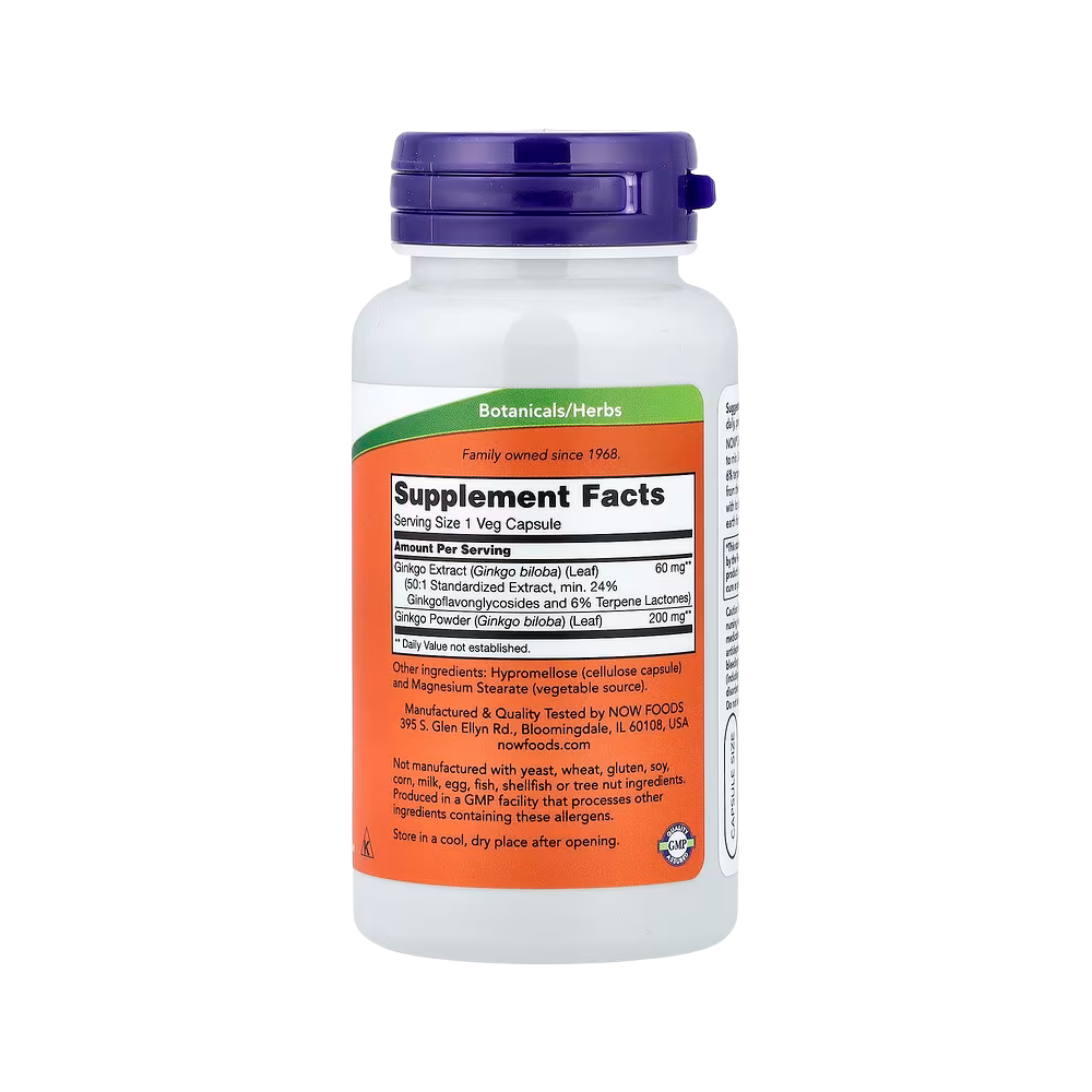 Now Foods, Ginkgo Biloba 60mg, 60 Vegetarian Capsules