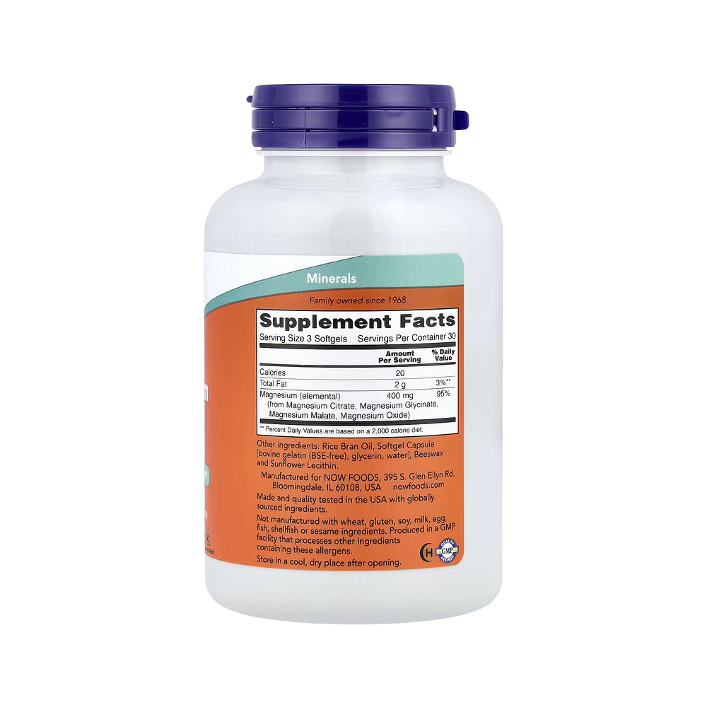 Now Foods, Magnesium Citrate Softgels with Magnesium Glycinate and Magnesium Malate, 90 softgels