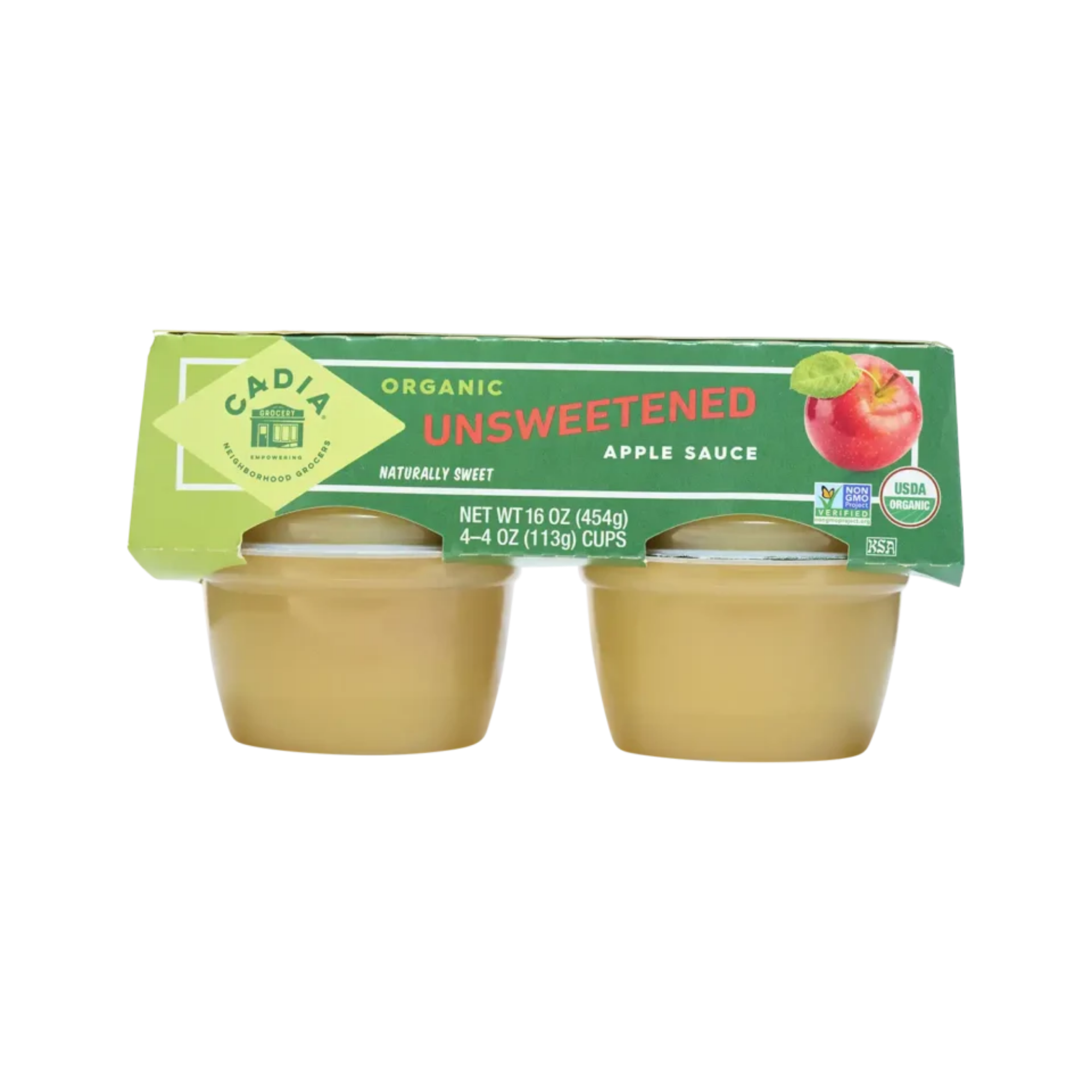 Organic Cadia, Unsweetened applesauce, 4-4 oz (113g) cups