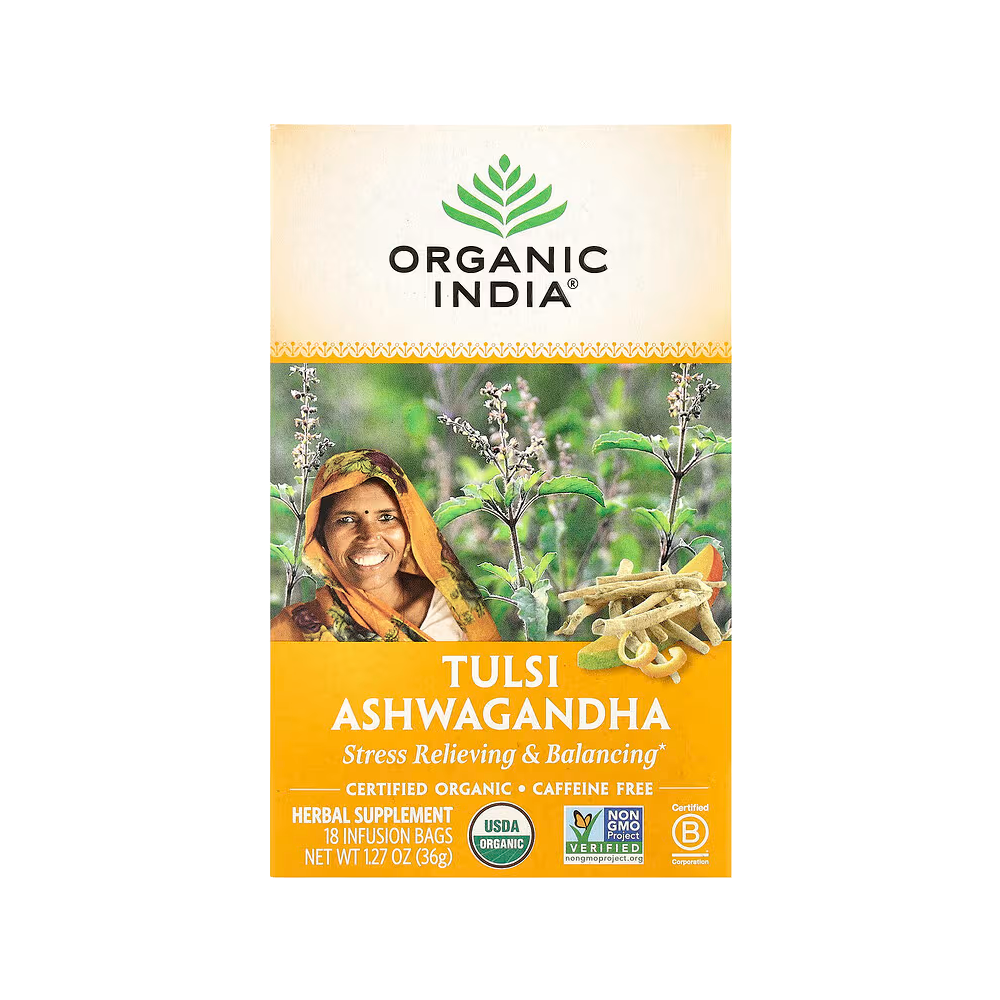 Organic India, Tulsi Ashwagandha Tea, Caffeine Free, 18 Infusion Bags, 1.27 oz (36 g)