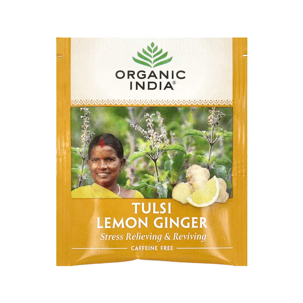Organic India, Tulsi Lemon Ginger Tea, Caffeine-Free, 18 Infusion Bags, 1.27 oz (36 g)