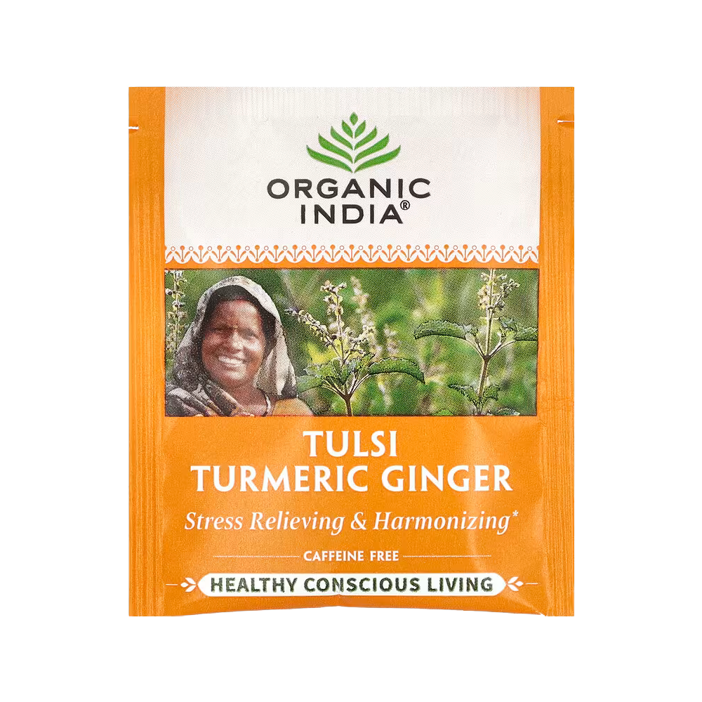 Organic India, Tulsi Turmeric Ginger Tea, Caffeine-Free, 18 Infusion Bags, 1.2 oz (34.2 g)