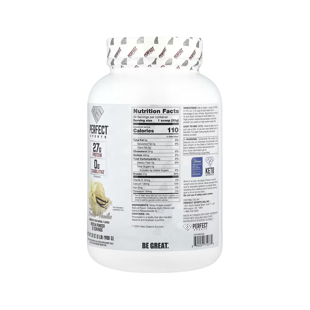 PERFECT Sports, Diesel®, New Zealand Whey Isolate, French Vanilla, 2 lb (908 g)