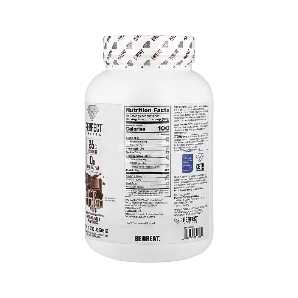 PERFECT Sports, Diesel®, New Zealand Whey Isolate, Milk Chocolate, 2 lbs (908 g)