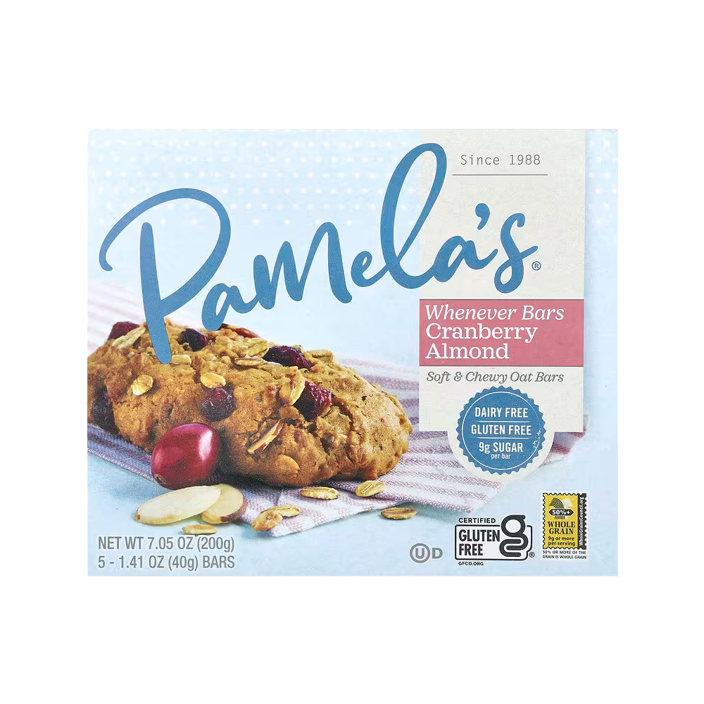 Pamela's Products, Whenever Bars, Cranberry Almond, 5 Bars, 1.41 oz (40 g) Each