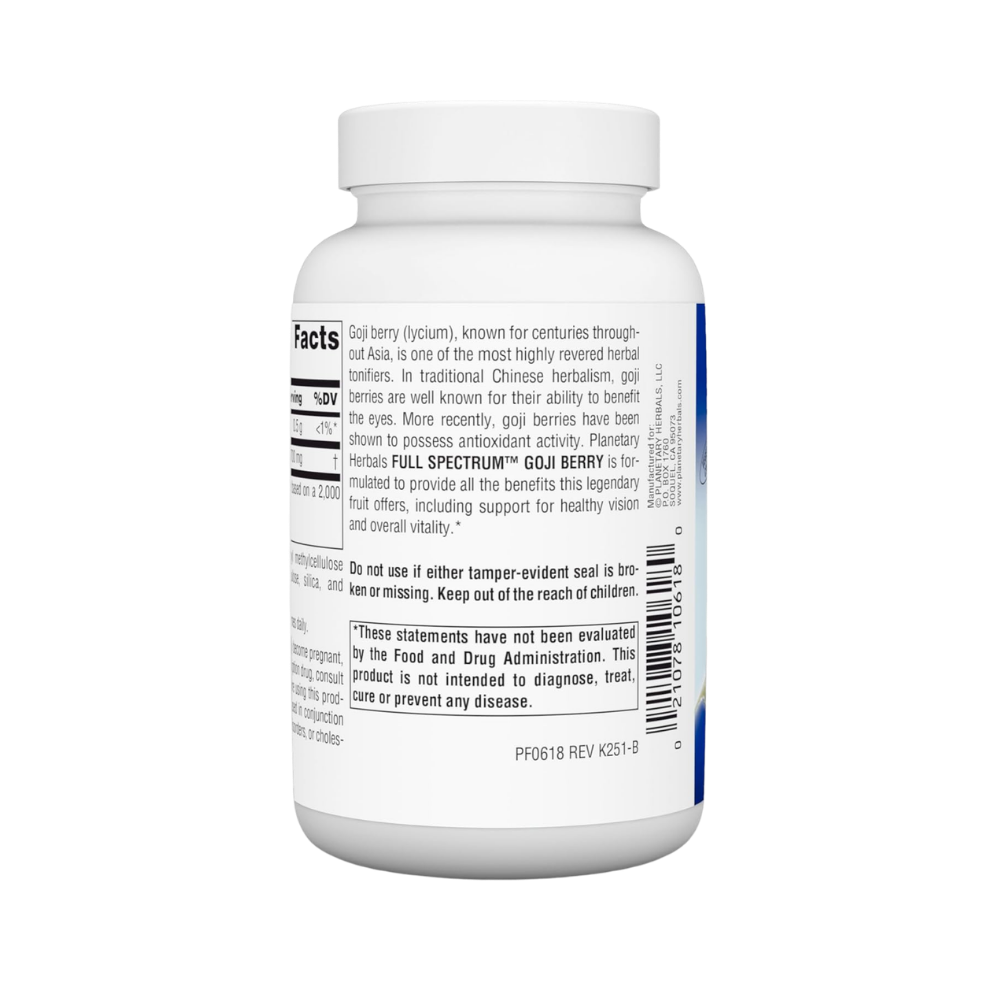 Planetary Herbals, Goji Berry Full Spectrum (700mg per Serving), 45 Vegetarian Capsules