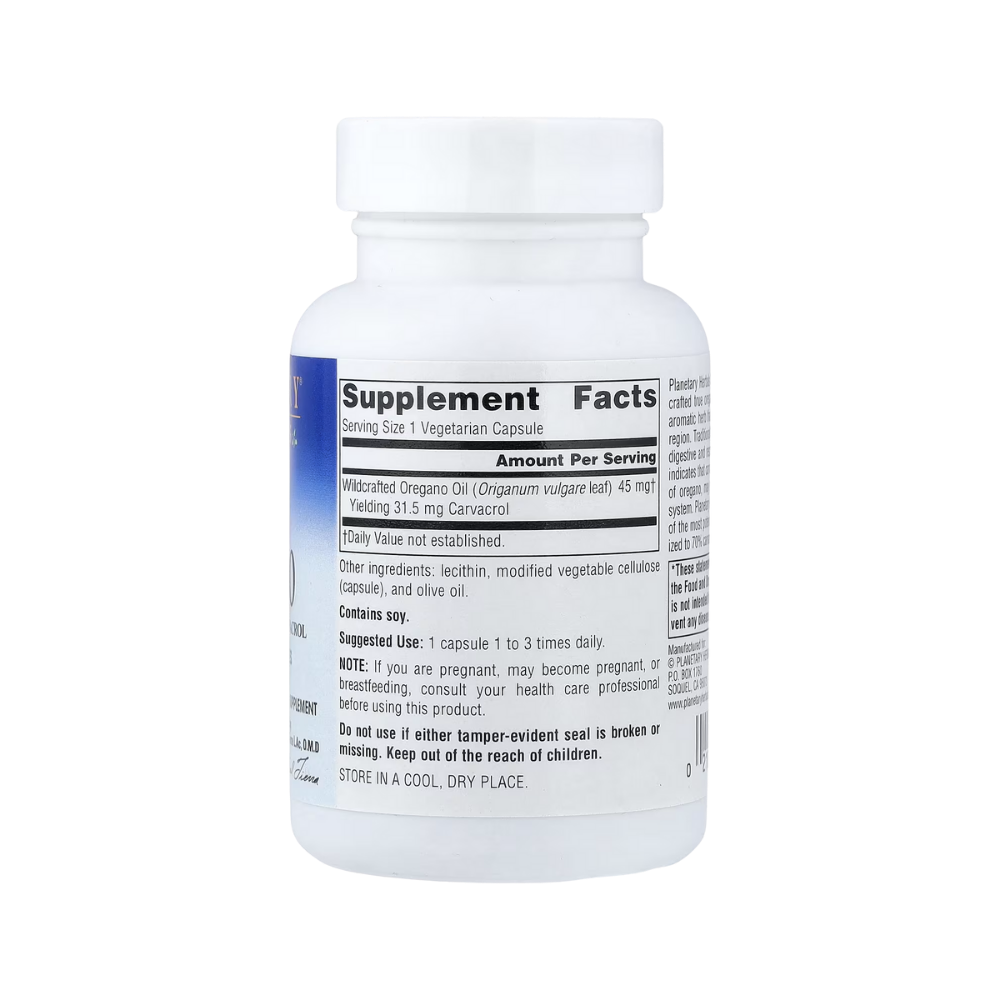 Planetary Herbals, Oil Of Oregano (45 mg per Capsule), 60 Vegetarian Capsules