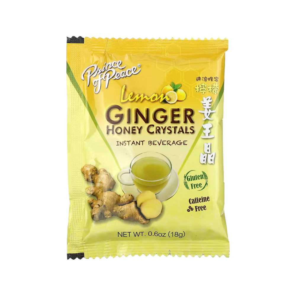 Prince of Peace, Ginger Honey Crystals, Lemon, Caffeine Free, 10 Sachets, 18 g Each