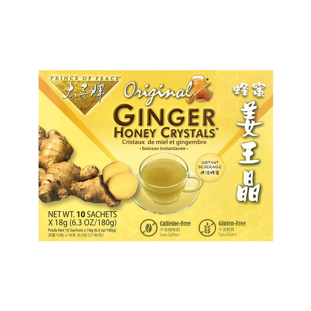 Prince of Peace, Ginger Honey Crystals, Original, Caffeine Free, 10 Sachets, 18 g Each