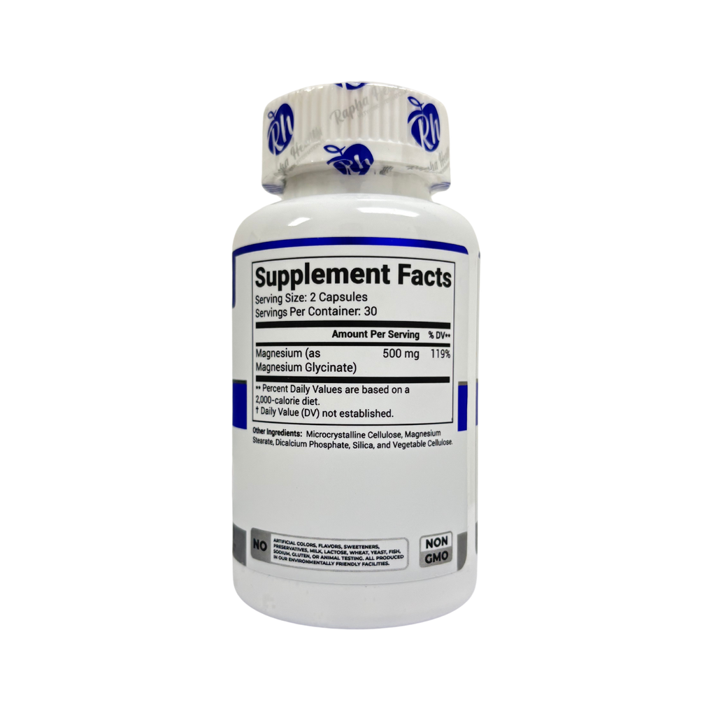 Rapha Health, Magnesium Glycinate 500mg (per serving), 60 vegetarian capsules