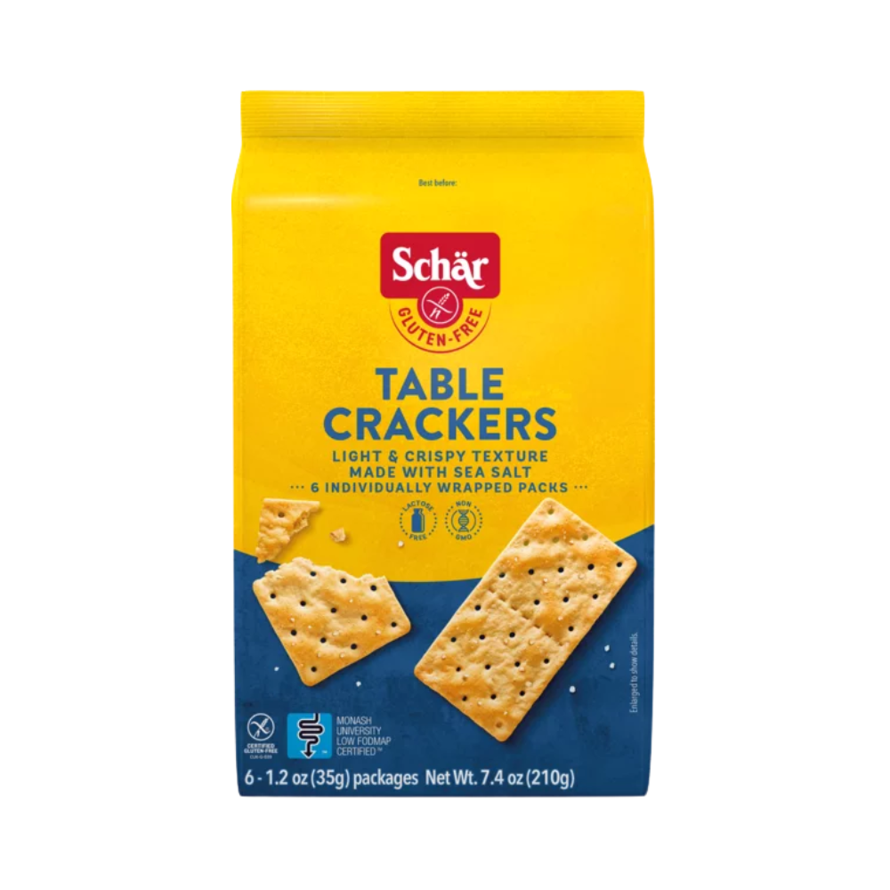 Schär Gluten free, Table Crackers Light and Crisp, Gluten-Free Table Crackers, 6 - 1.2 oz (35g) packages Net WT 7.4 oz (210g)