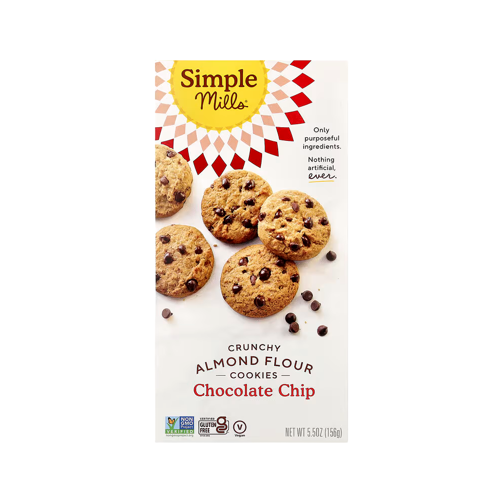 Simple Mills, Crunchy Almond Flour Cookies, Chocolate Chip, 5.5 oz (156 g)