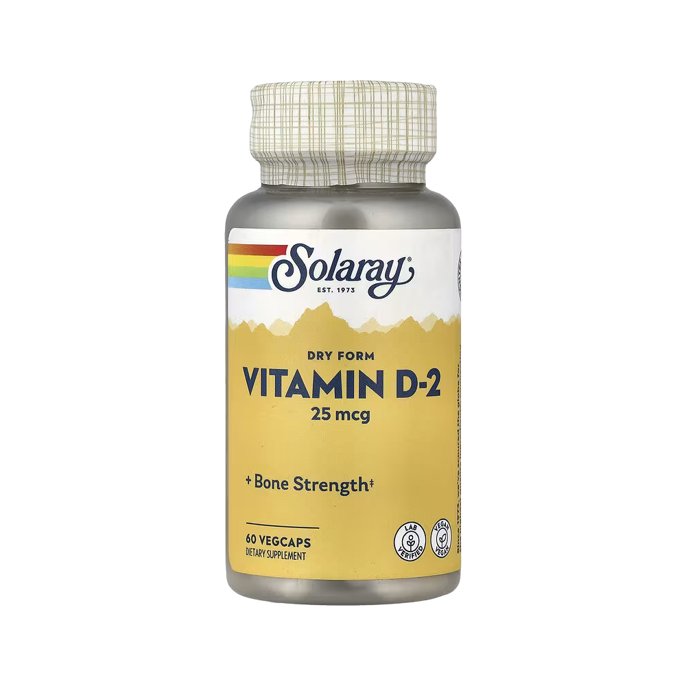 Solaray, Dry Form Vitamin D-2, 25 mcg, 60 VegCaps