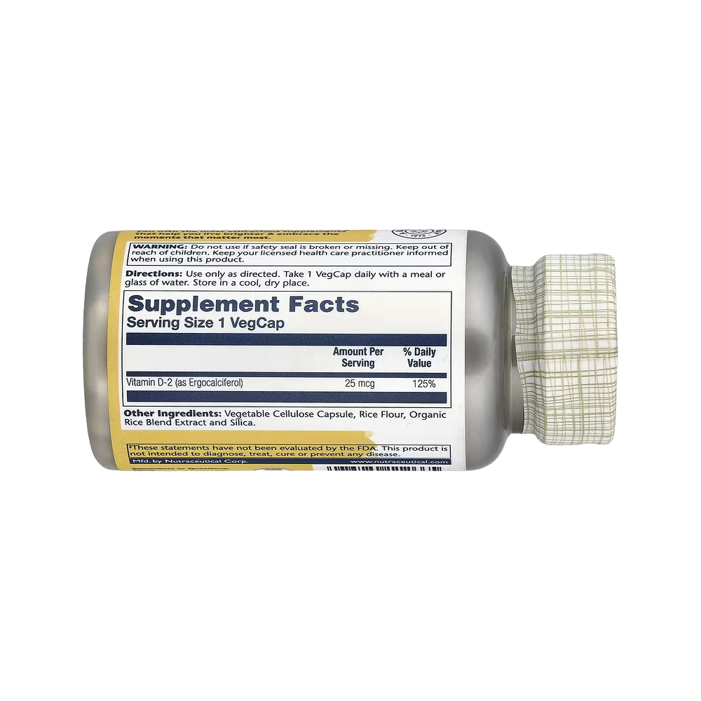 Solaray, Dry Form Vitamin D-2, 25 mcg, 60 VegCaps