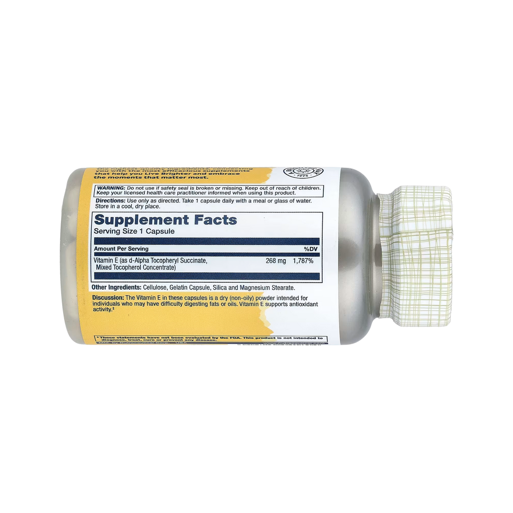 Solaray, Dry Form Vitamin E with Tocopherols 268mg, 50 capsule