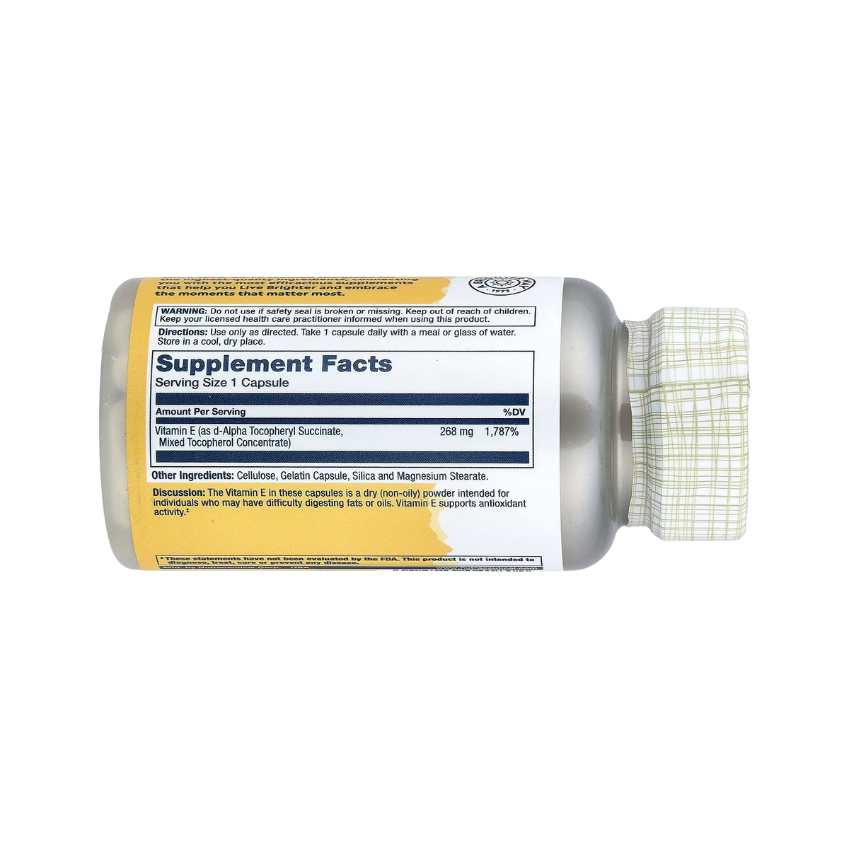 Solaray, Dry Form Vitamin E with Tocopherols 268mg, 50 capsule