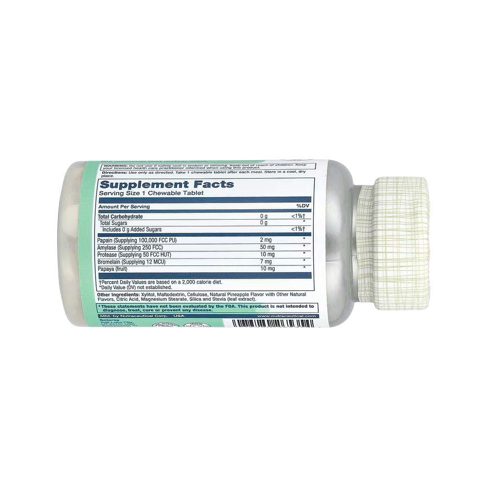 Solaray, Papaya Enzyme, Natural Pineapple, 90 Chewables