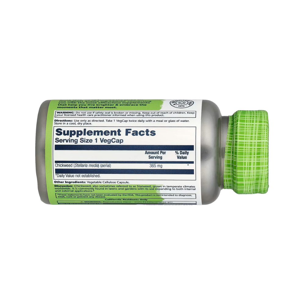 Solaray, True Herbs, Chickweed (385 mg per VegCap), 100 VegCaps