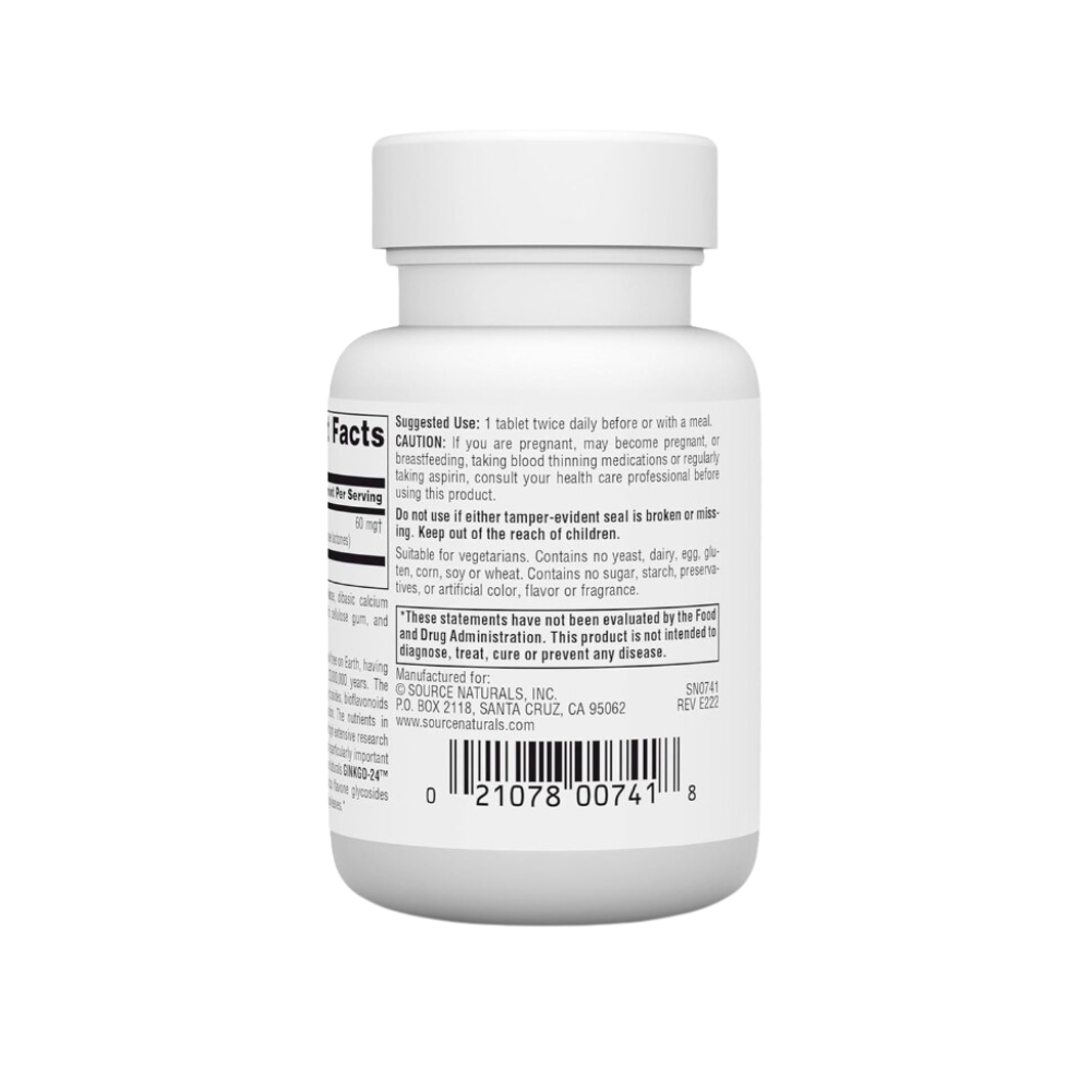 Source Natural, Ginkgo Biloba 60mg, 60 tablets