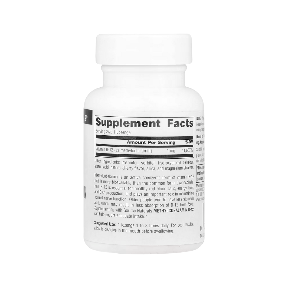 Source Natural, MethylCobalamin 1mg, Cherry, 60 Lozenges