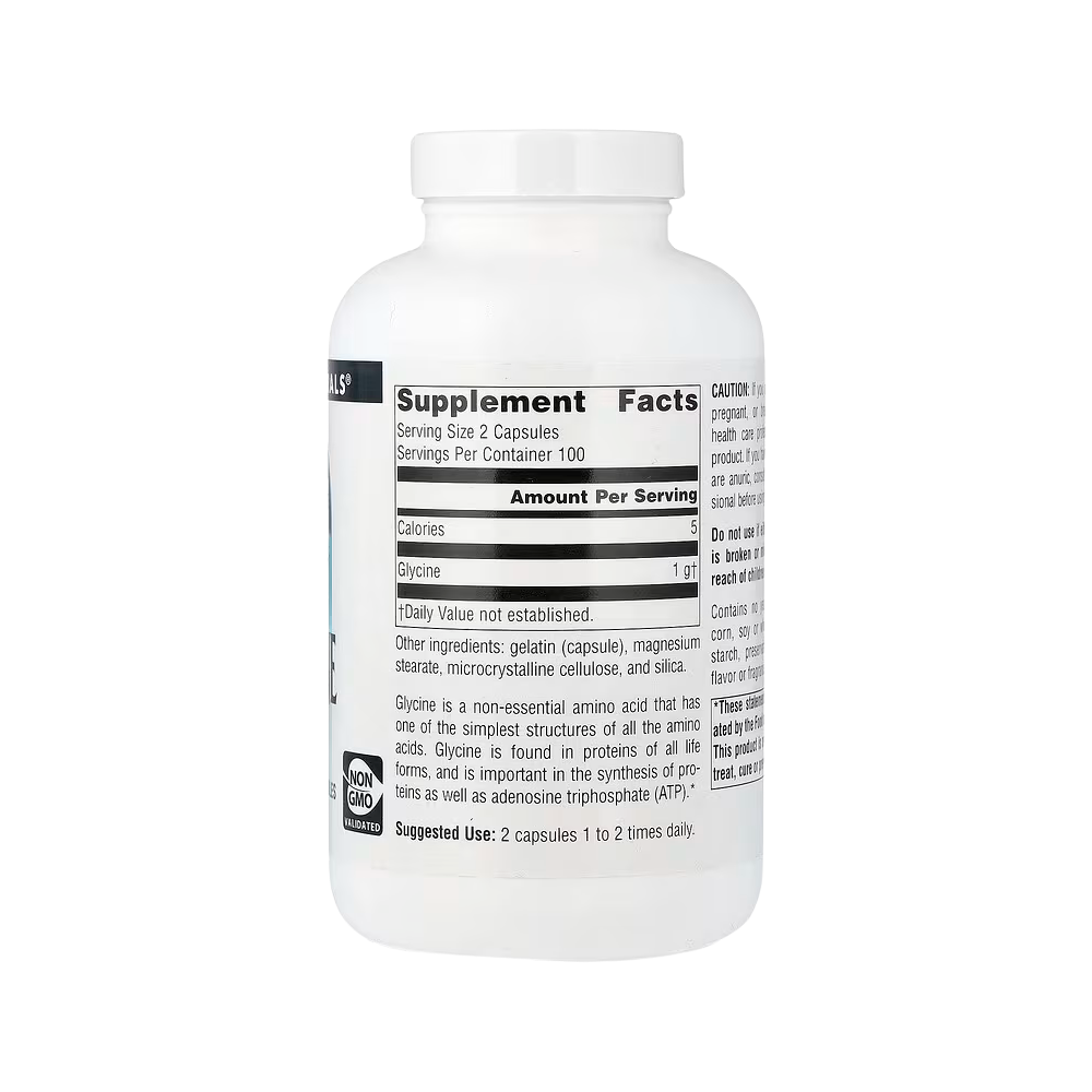 Source Naturals, Glycine (500 mg per Capsule), 200 Capsules