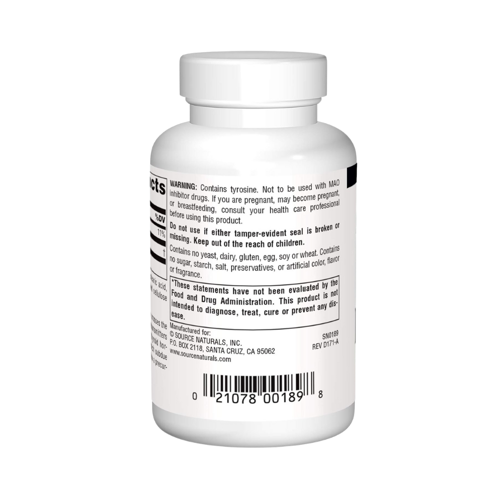 Source Naturals, L-Tyrosine, Free Form Amino Acid Supplement, 50 Tablets