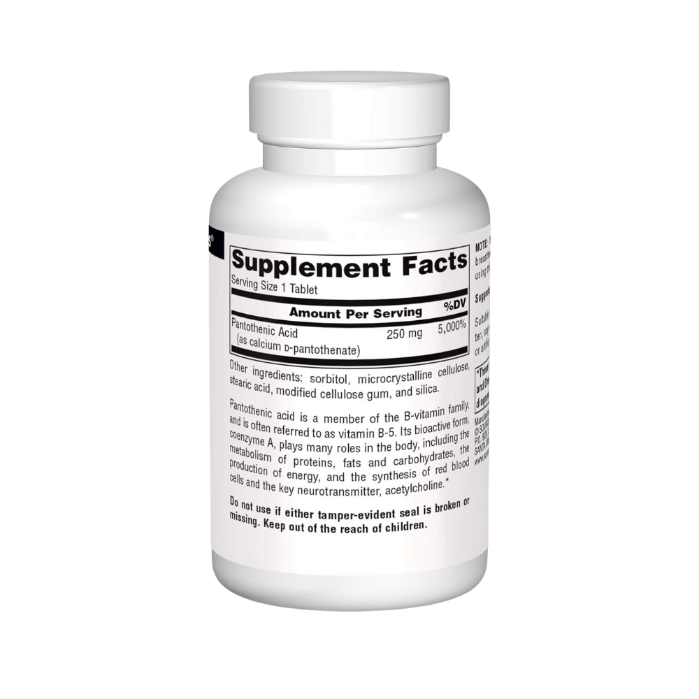 Source Naturals, Pantothenic Acid, Vitamin B5, 250mg, 100 Tablets