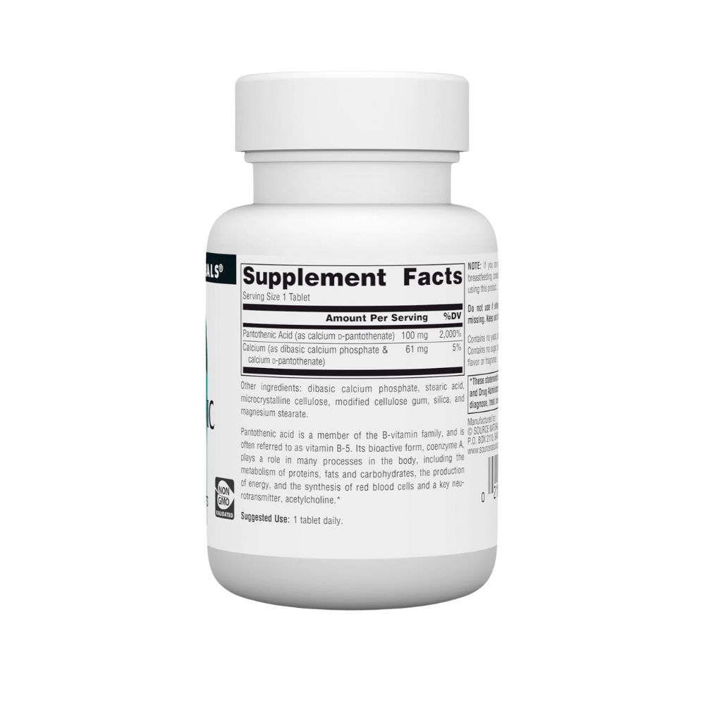 Source Naturals, Pantothenic Acid Vitamin B 5, 100mg, 100 Tablets