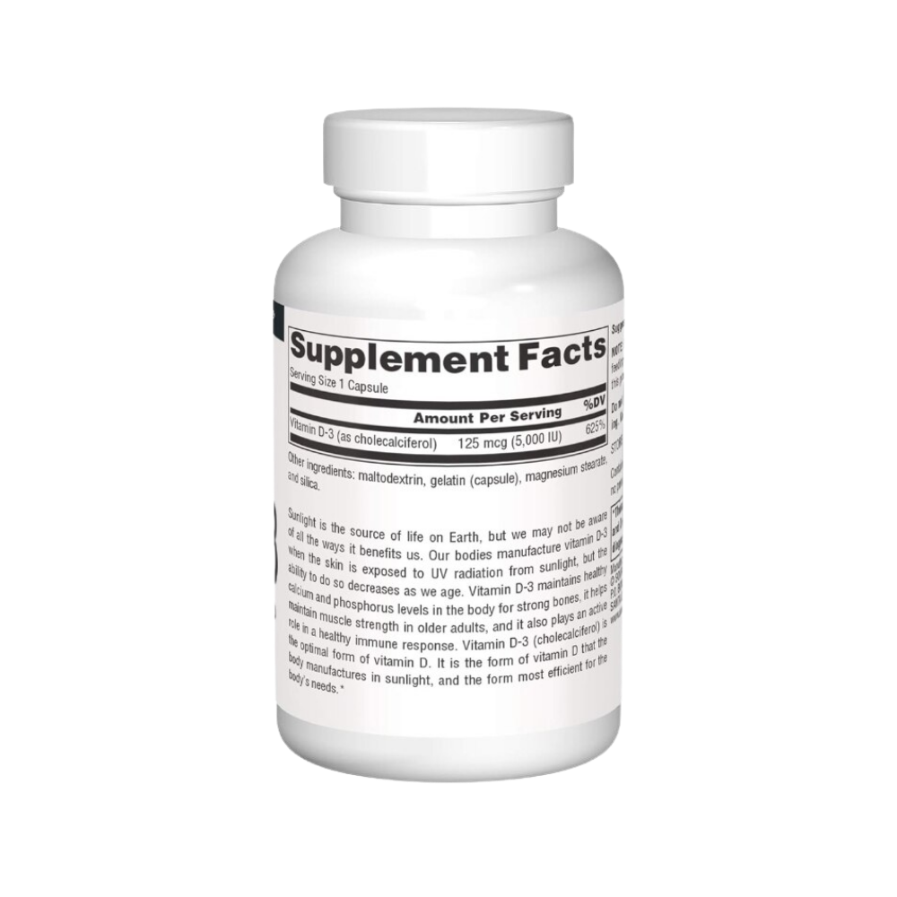 Source Naturals, Vitamin D-3, 125mcg, (5,000 IU), 60 Capsules