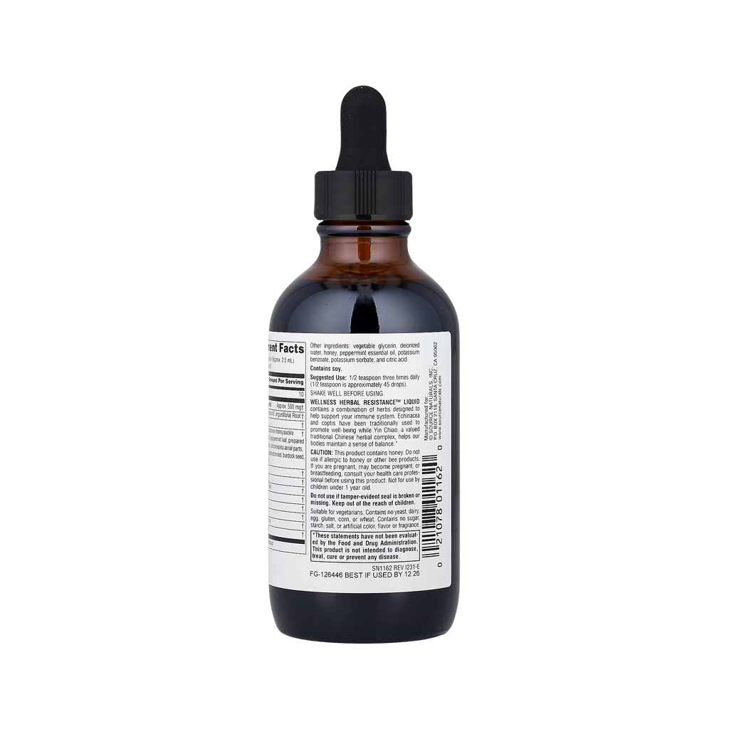 Source Naturals, Wellness Herbal Resistance™ Liquid, Alcohol Free, 4 fl oz (118.28 ml)