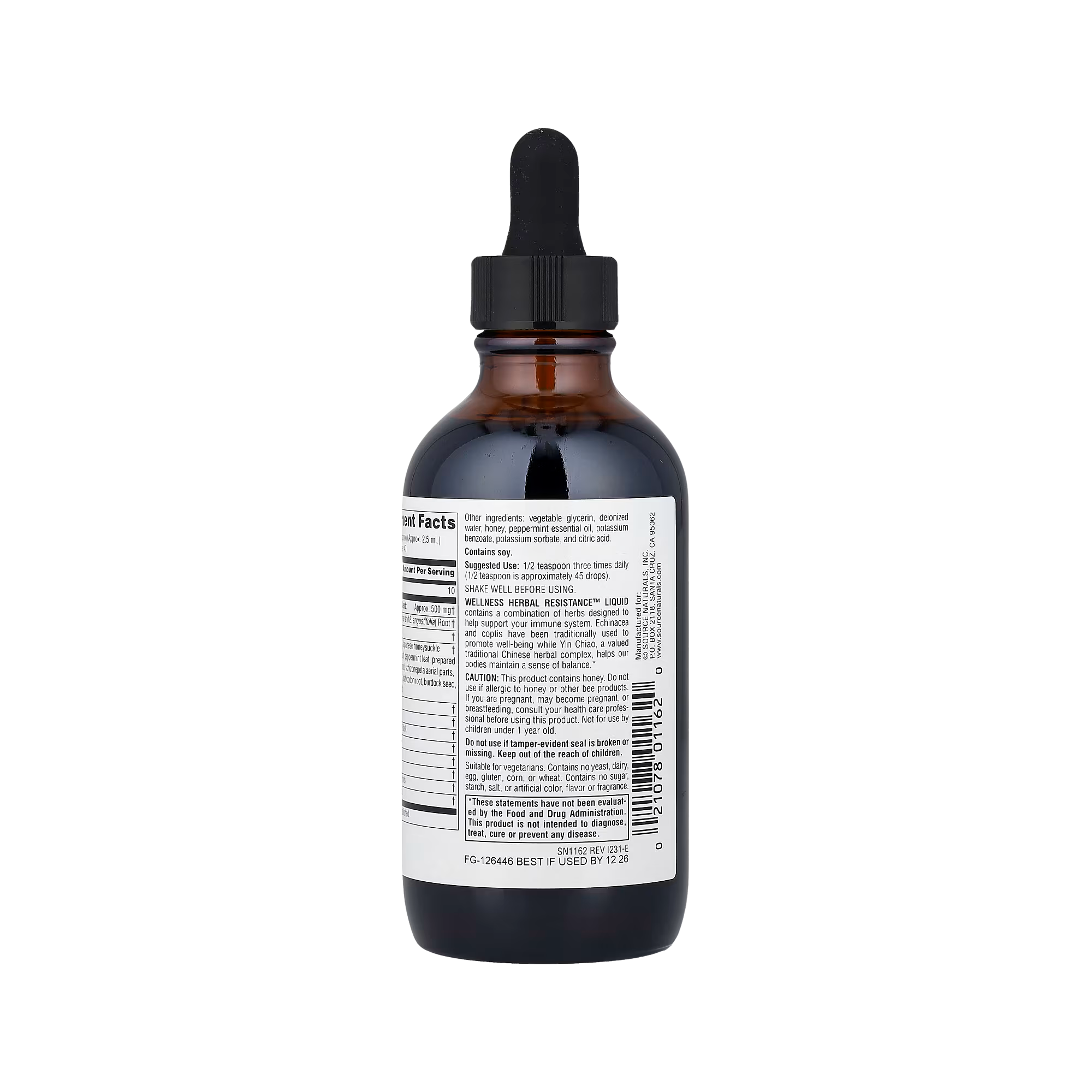 Source Naturals, Wellness Herbal Resistance™ Liquid, Alcohol Free, 4 fl oz (118.28 ml)