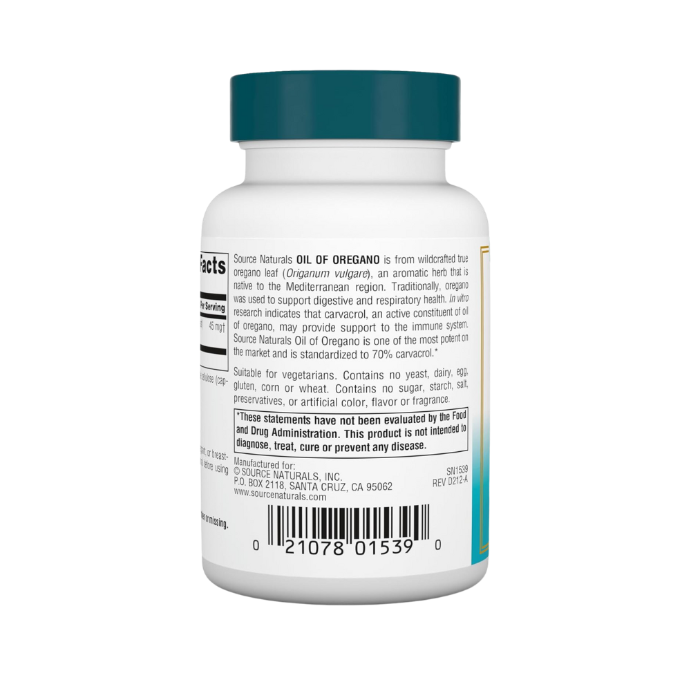 Source Naturals, Wellness Oil of Oregano, 60 Vegan Capsules
