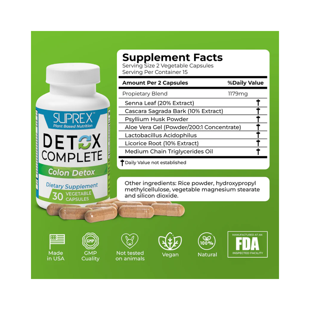 Suprex, Detox Complete, Colon detox, 30 vegetarian capsules