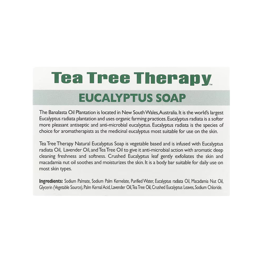 Tea Tree Therapy, Vegetable Base Bar Soap with Eucalyptus , 1 Bar, 3.5 oz (99.2g)